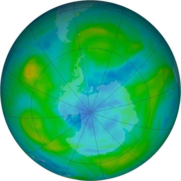 Antarctic ozone map for 02 March 1981